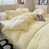 Light-yellow Solid Color Solid Color Solid Color 1.5m Bed Fitted Sheet Set with 200x230cm Duvet Cover - 4-Piece Bedding 