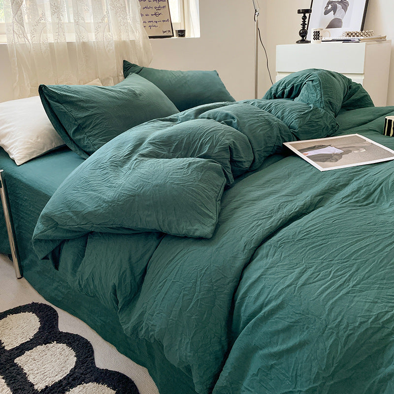 Turquoise Green Solid Color Solid Color Solid Color 1.5m Bed Fitted Sheet Set with 200x230cm Duvet Cover - 4-Piece Beddi
