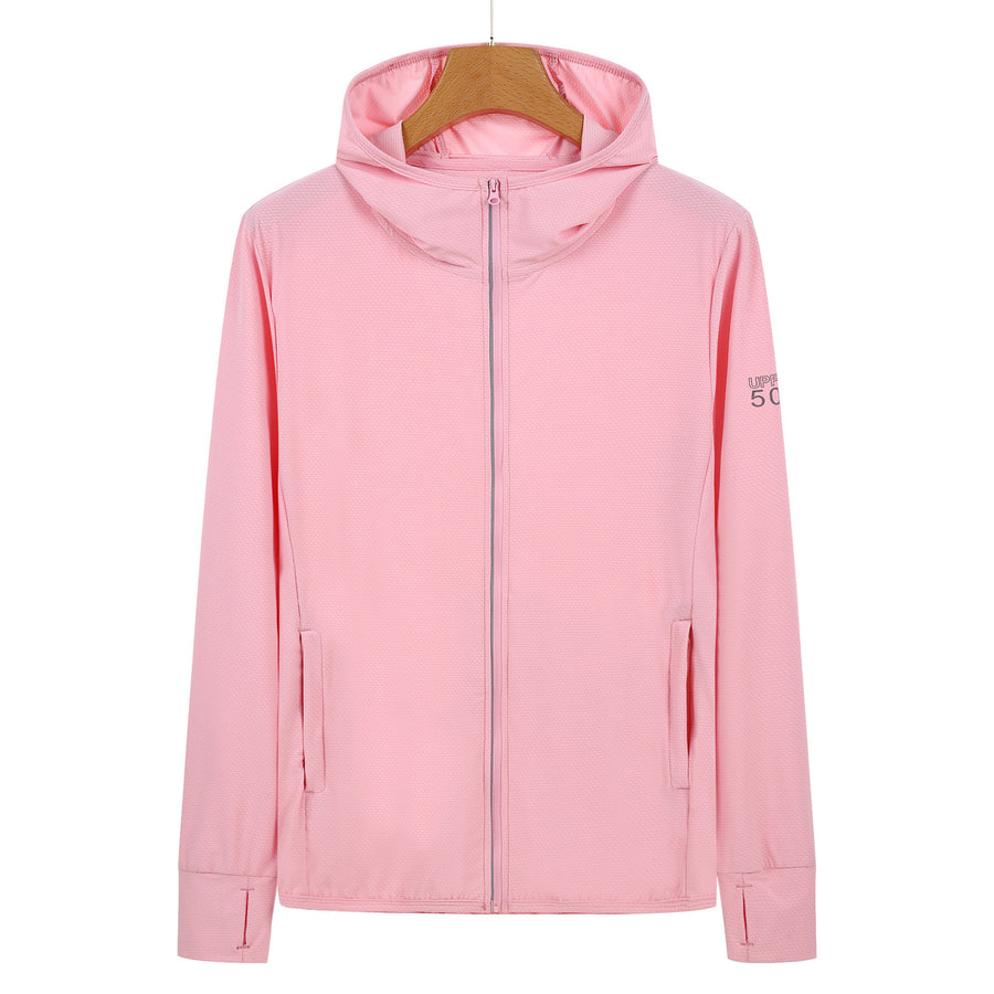 4XL Pink Long Sleeve UV Protection Summer Breathable Knitted Ice Silk Outdoor Sun Protection Clothing - Unisex Thin Suns