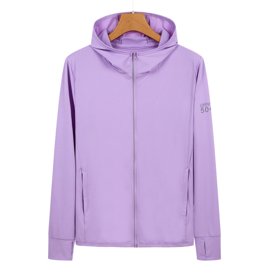 M Purple Long Sleeve UV Protection Summer Breathable Knitted Ice Silk Outdoor Sun Protection Clothing - Unisex Thin Suns