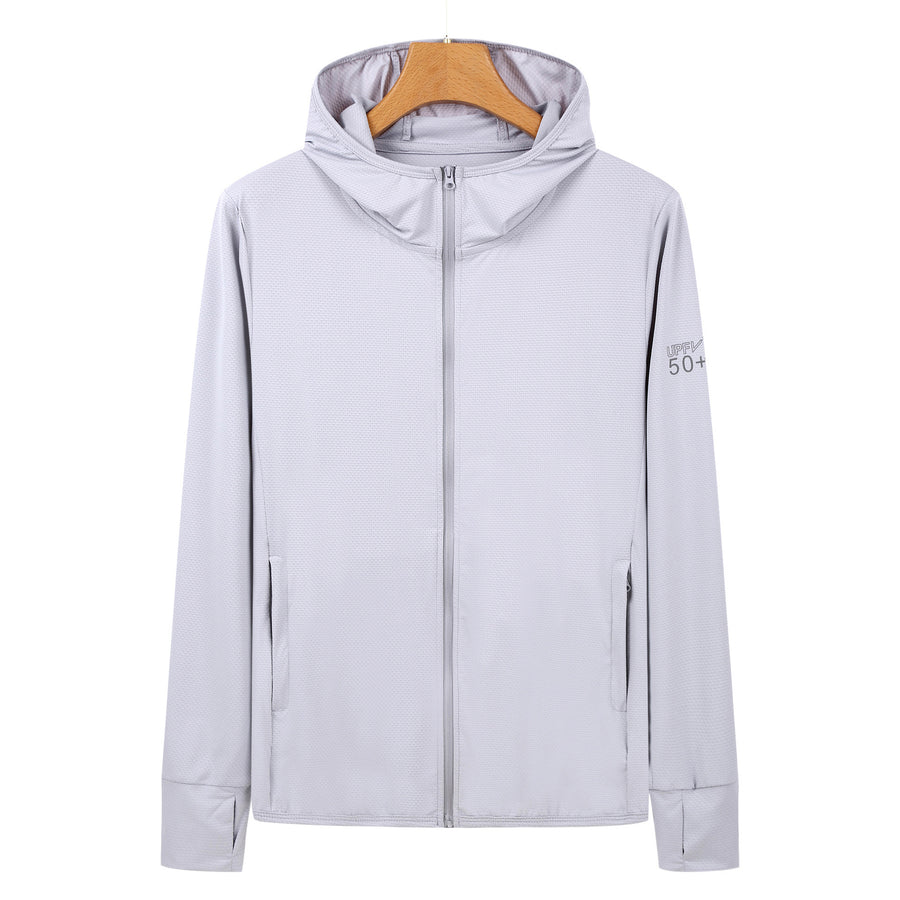 XL Grey Long Sleeve UV Protection Summer Breathable Knitted Ice Silk Outdoor Sun Protection Clothing - Unisex Thin Sunsc