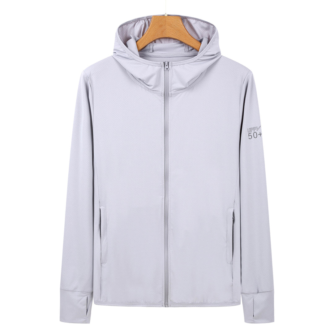 2XL Grey Long Sleeve UV Protection Summer Breathable Knitted Ice Silk Outdoor Sun Protection Clothing - Unisex Thin Suns