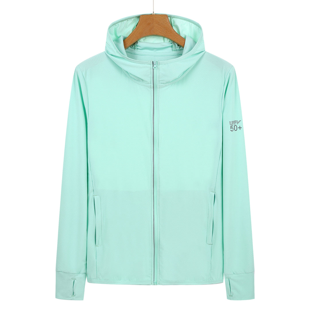 XL Green Long Sleeve UV Protection Summer Breathable Knitted Ice Silk Outdoor Sun Protection Clothing - Unisex Thin Suns