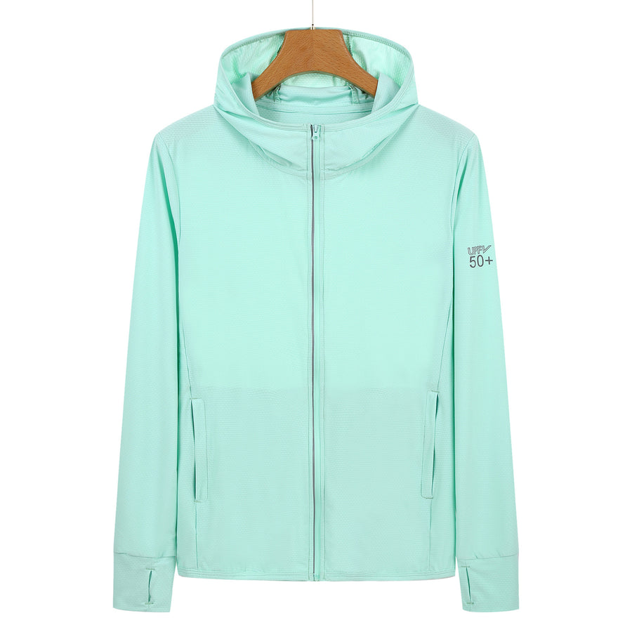 XL Green Long Sleeve UV Protection Summer Breathable Knitted Ice Silk Outdoor Sun Protection Clothing - Unisex Thin Suns