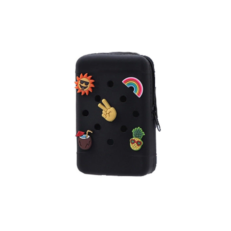 2 PCS Black Customizable Tumbler Pouch - Silicone Water Bottle Accessory Bag with Charm Holes - Phone & Essentials Holde