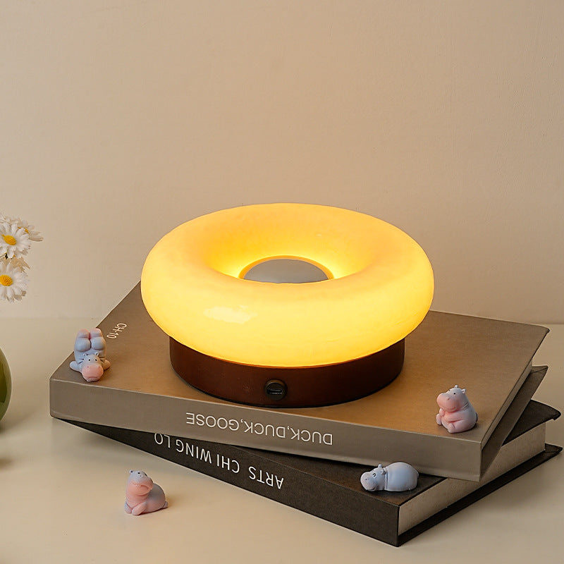 Yellow Donut Table Lamp - Rechargeable Touch Control LED