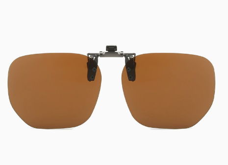 Tea Color 2-Piece Flip-Up Sunglasses Clip-On Set for Glasses - UV-Protective Square Polarized Lenses for Driving