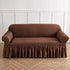 Light Coffee Single Sofa Bubble Gauze Sofa Cover with Skirt - Full Elastic Dustproof Single Seater 90-140cm