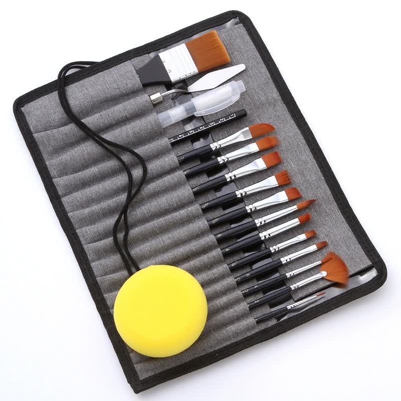 Dark blue with a hint of black 18-Piece Multi-Purpose Nylon Hair Watercolor Brush Set â€“ Professional Painting Tools fo
