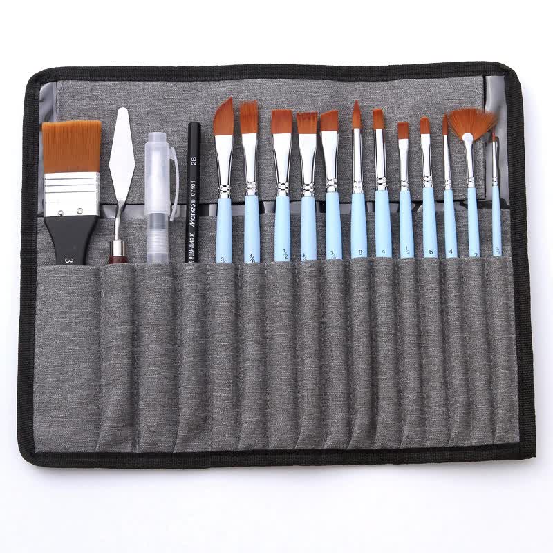 Light blue 18-Piece Multi-Purpose Nylon Hair Watercolor Brush Set â€“ Professional Painting Tools for Artists