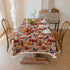 Floral Cotton Linen Tablecloth | Vintage Style Country Garden Design, 120*120cm
