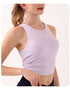 Purple Summer Elastic Running Sports Vest with Padded Bra, Sleeveless Yoga Tank Top - 2XL Size
