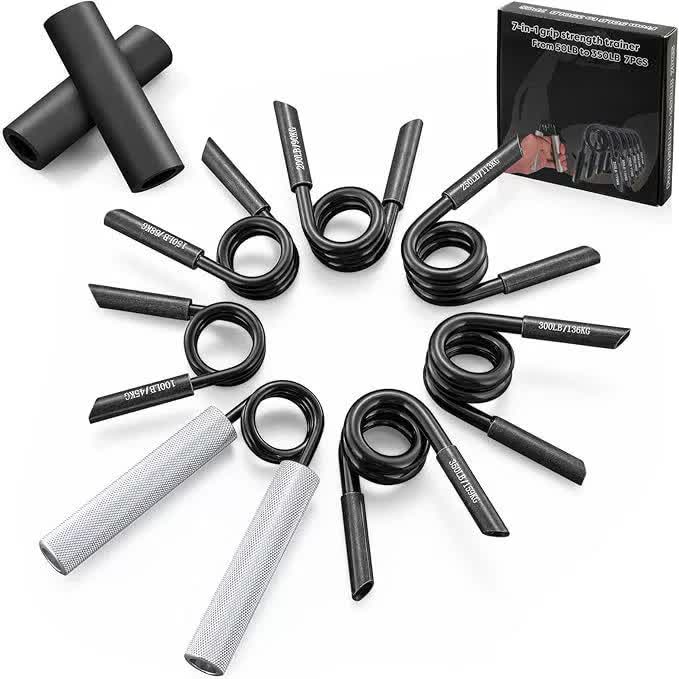 7-in-1 Aluminum Metal Grip Strength Trainer Set with Adjustable Resistance - Wrist, Finger, and Arm Exerciseï¼ˆ50LB-350L