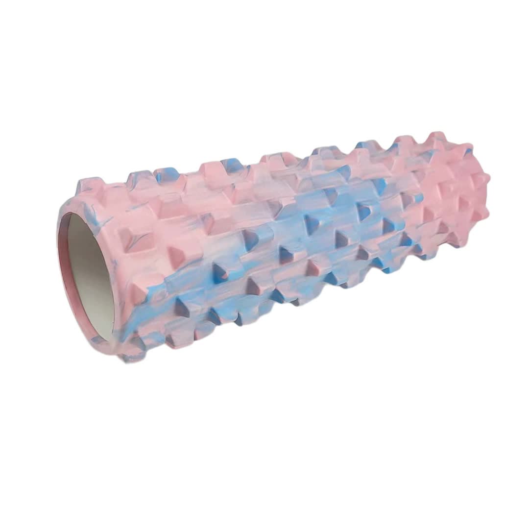 Colorful Hollow Yoga Foam Roller 45cm â€“ Colorful Wolf Tooth Design Muscle Relaxation Massage Stick for Fitness and Spo