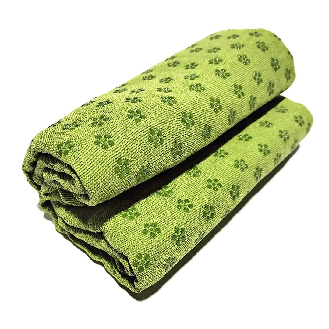 Green Plum Blossom Yoga Towel Mat- Absorbent, Thick, Non-Slip, Portable Fitness Blanket for Home Use 183*63CM