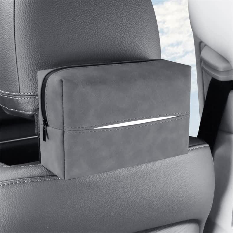 2 pcs Grey Stylish Car Tissue Box for Seat Back - Car Interior Tissue Pack for Seat Back, Armrest Box, Sun Visor 18.5x12