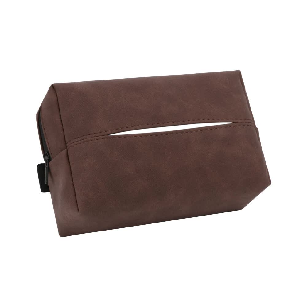2 pcs Brown Stylish Car Tissue Box for Seat Back - Car Interior Tissue Pack for Seat Back, Armrest Box, Sun Visor 18.5x1
