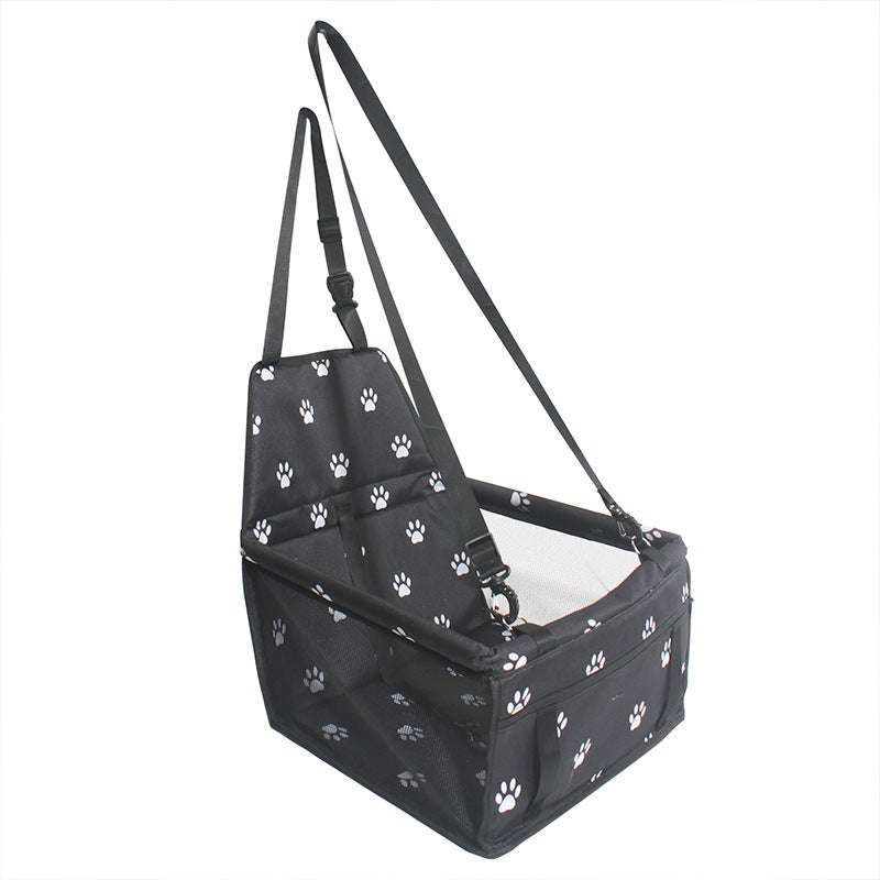 Black footprints Portable Pet Car Seat for Dogs and Cats - Adjustable Car Seat Cover, Pet Travel Car Carrier with Safety