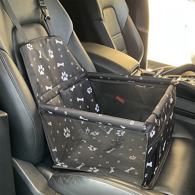 Black bone print Portable Pet Car Seat for Dogs and Cats - Adjustable Car Seat Cover, Pet Travel Car Carrier with Safety