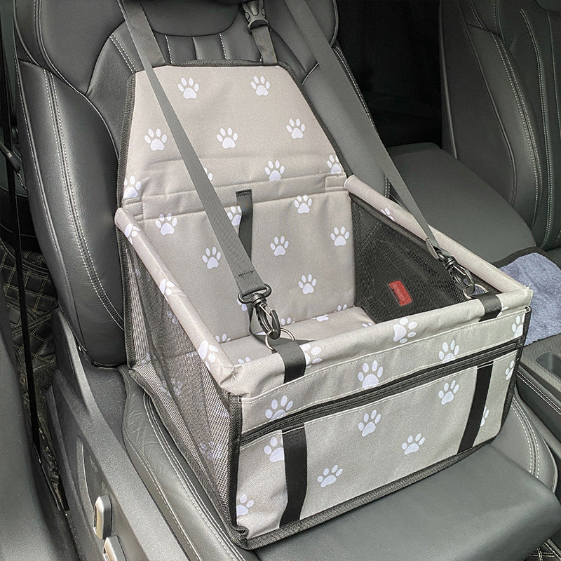 Gray footprints Portable Pet Car Seat for Dogs and Cats - Adjustable Car Seat Cover, Pet Travel Car Carrier with Safety 