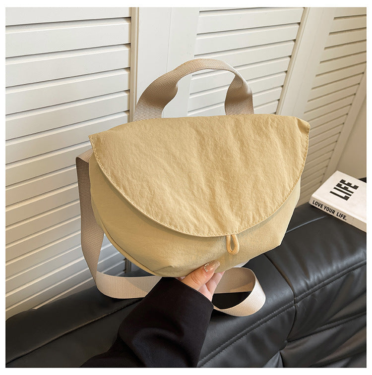 Khaki Trendy Crescent Crossbody Bag - Unique Design Shoulder Bag 29x6x17cm