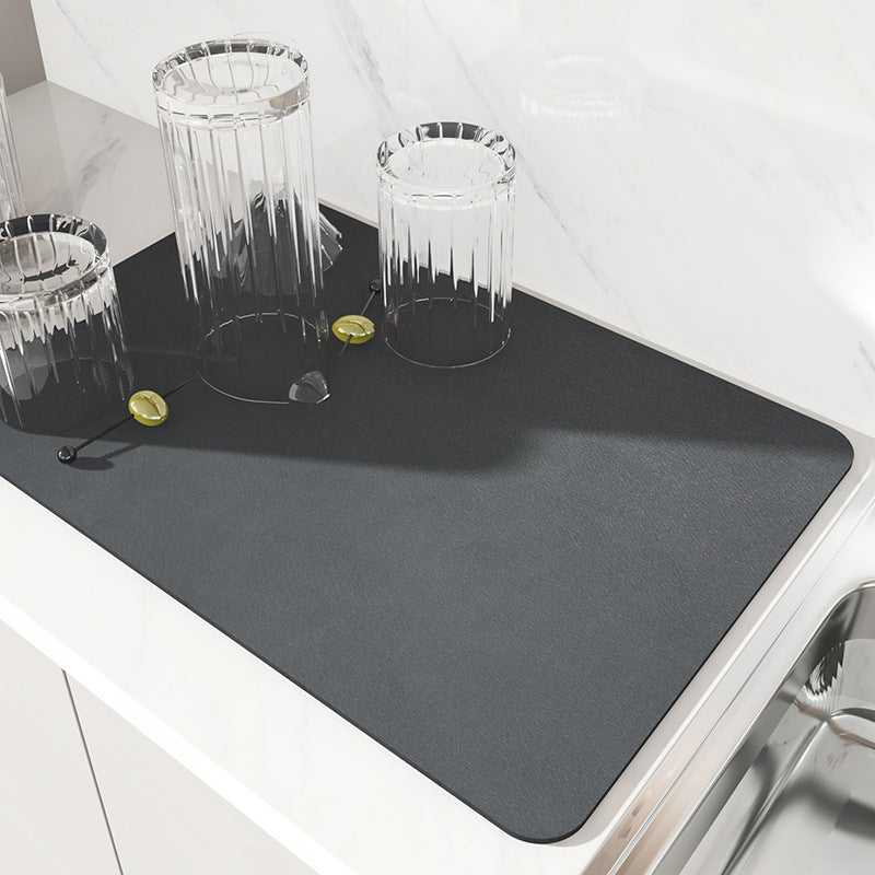 2 PCS Dark Gray Kitchen Drying Mat - Super Absorbent Dish & Cup Drainer Pad 30x40cm
