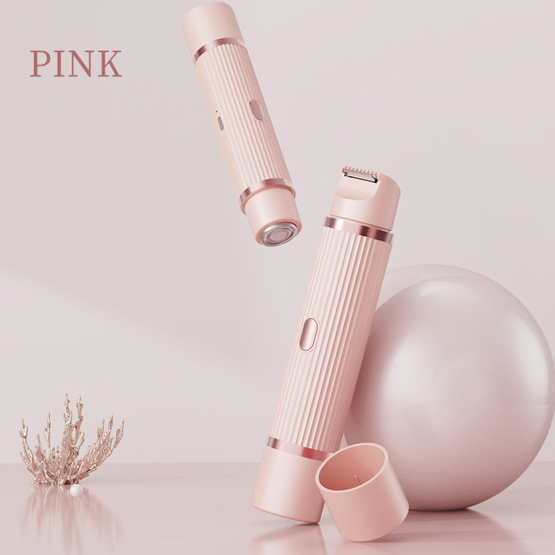 Pink Womens Double-Headed Electric Shaver - Painless Hair Remover & Trimmer