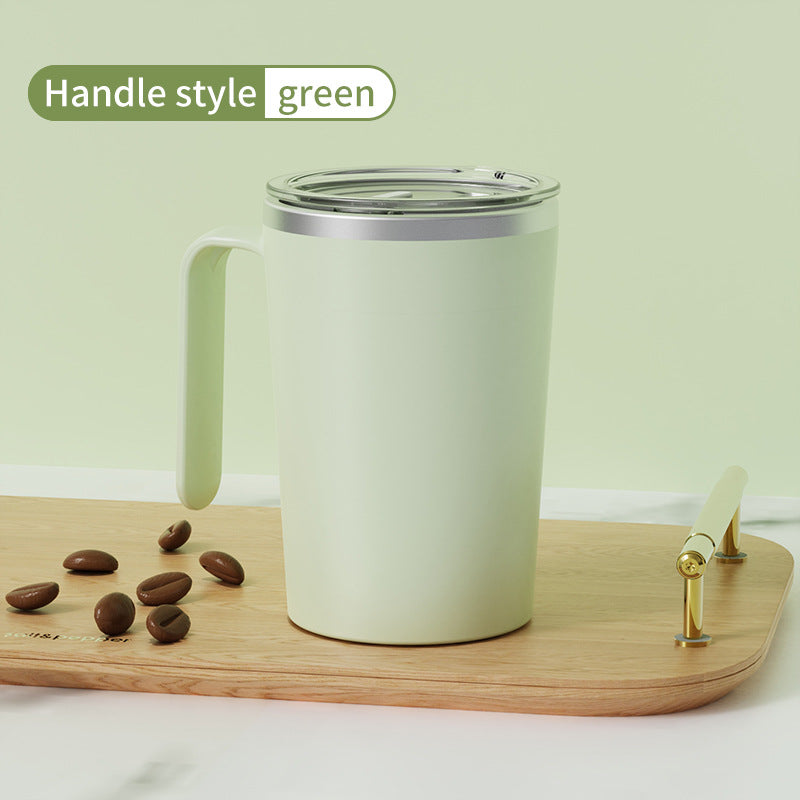 Green Portable Automatic Mixing Coffee Cup - Stainless Steel Magnetic Stirrer(handle stlye)