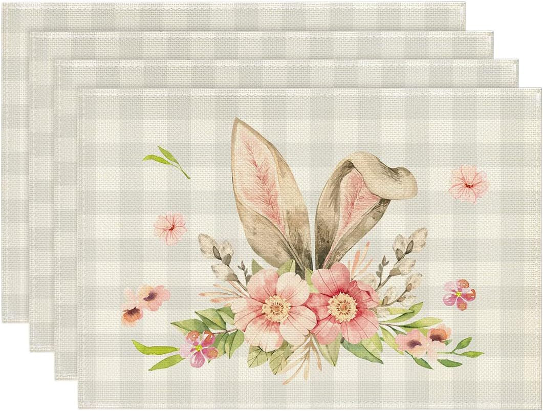 Easter Cotton-Linen Placemats - Set of 4 Anti-Stain Table Mats(Style 2)