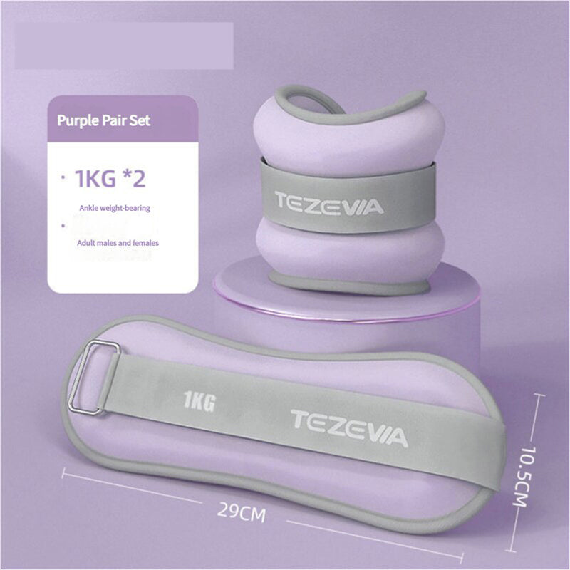 Purple Adjustable Weighted Leg & Wrist Sandbag Set - 1kg Each for Fitness, Running, and Dance Training