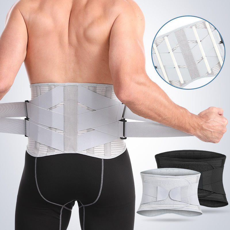 Size M Black Breathable Waist Support Belt - Adjustable Back Brace for Men and Women, Ideal for Weightlifting, Squats & 