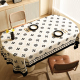 Style F Black And Beige Premium PVC Tablecloth - Oil & Water Resistant Table Cover for Dining Tables (120 x 180 cm)
