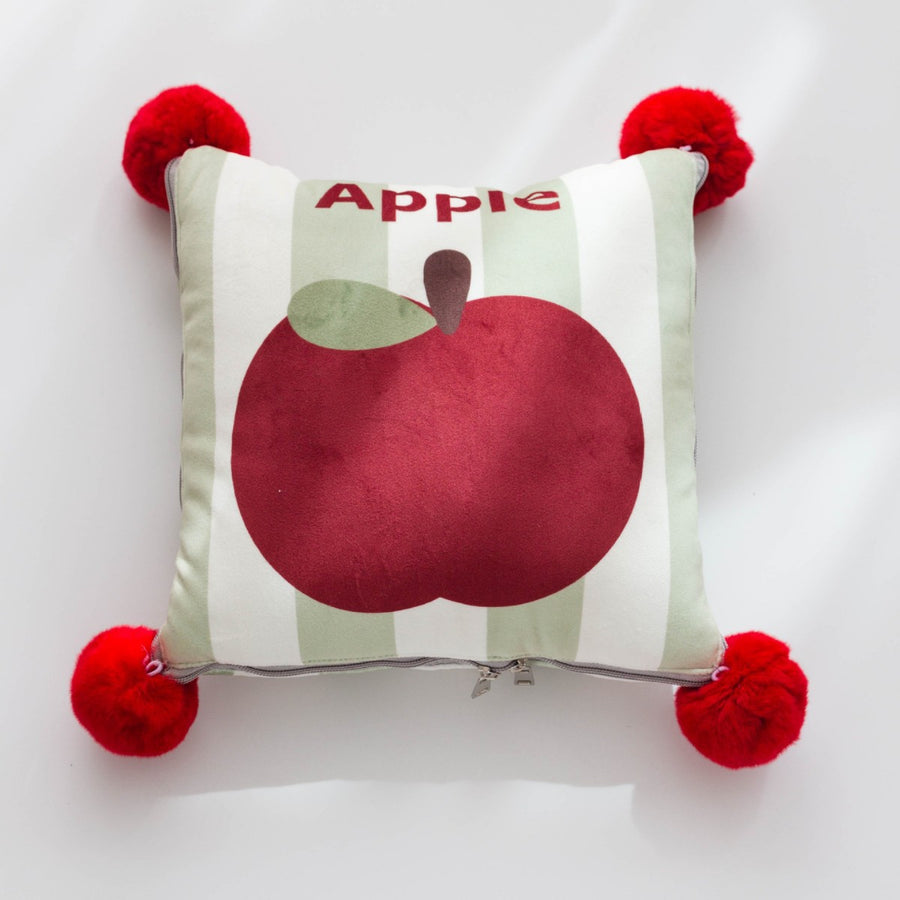 Red Apple Pattern Premium Plush Throw Pillow Blanket Combo â€“ Versatile Sofa Cushion for Home and Car Use, Ideal for Na