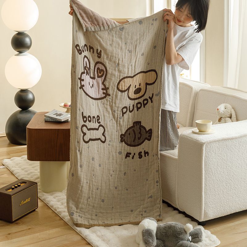 Brown animals Pattern Soft and Absorbent 4-Layer Cotton Bath Towel for Adults and Children | Cartoon Design | 80*160 cm 