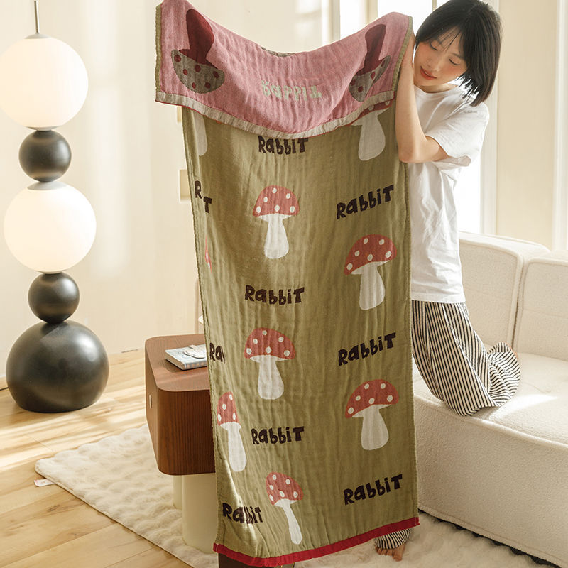 Mushroom Pattern Soft and Absorbent 4-Layer Cotton Bath Towel for Adults and Children | Cartoon Design | 80*160 cm | Per