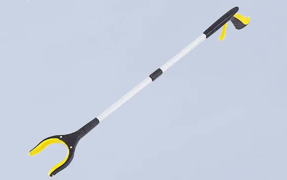 Yellow Foldable Grabber Tool with Silicone Non-Slip Claws - Ideal for Litter Picking, Outdoor Use, and Household Cleanin