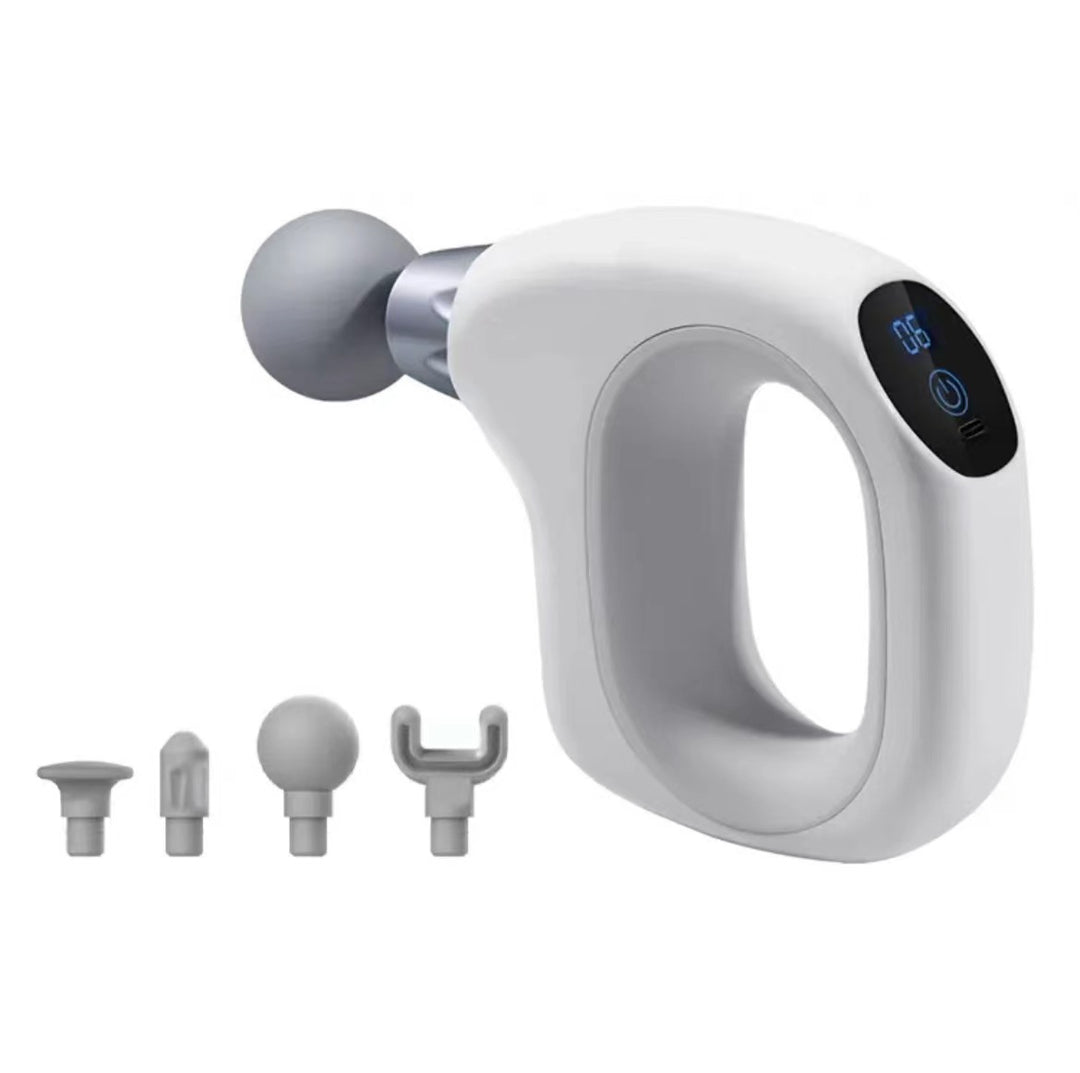 White Mini Handheld Fascia Gun â€“ Quiet, Portable, and Adjustable 12-Speed Muscle Massager for Neck, Back, and Full Bod