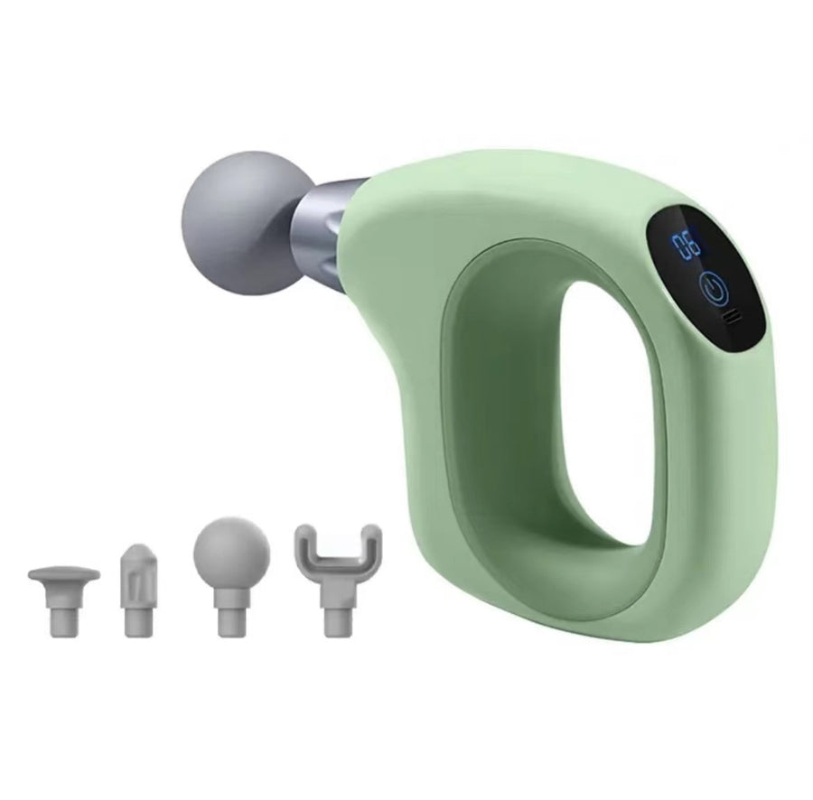 Green Mini Handheld Fascia Gun - Quiet, Portable, and Adjustable 12-Speed Muscle Massager for Neck, Back, and Full Body 