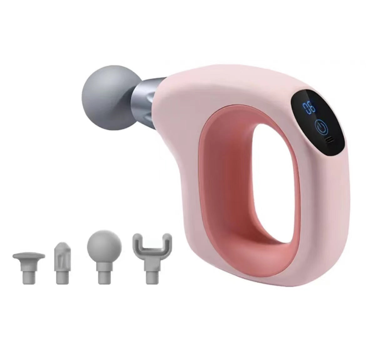 Pink Mini Handheld Fascia Gun - Quiet, Portable, and Adjustable 12-Speed Muscle Massager for Neck, Back, and Full Body R