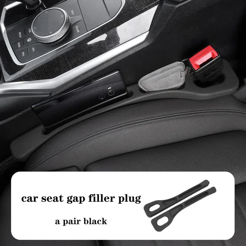 Black Car Seat Gap Filler â€“ 2 Pieces Car Interior Storage Organizer for Front Seat Seam