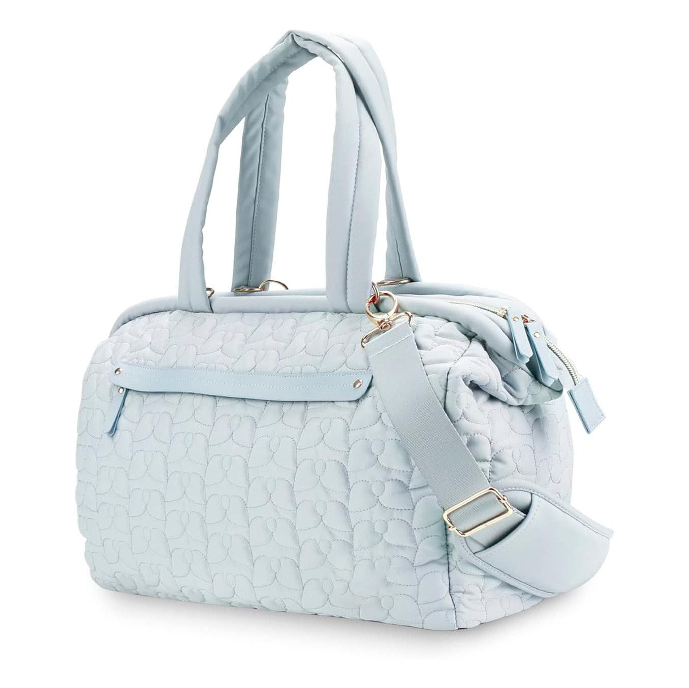 Blue Quilted Pattern Large Capacity Mummy Bag - Stylish Baby Diaper Bag for Moms, Baby Stroller Bag with Multiple Compar