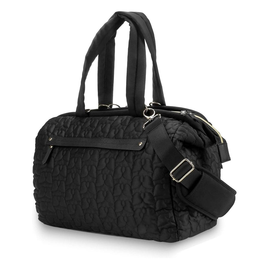Black Quilted Pattern Large Capacity Mummy Bag - Stylish Baby Diaper Bag for Moms, Baby Stroller Bag with Multiple Compa