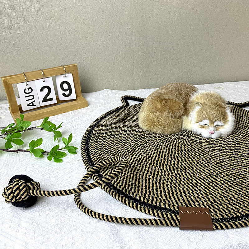 3 Pcs Black And Brown Durable Cat Scratching Mat with Attached Toy Ball - Washable and Multi-Functional, Ideal for Cats'