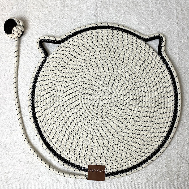 3 Pcs White Durable Cat Scratching Mat with Attached Toy Ball - Washable and Multi-Functional, Ideal for Cats' Scratchin
