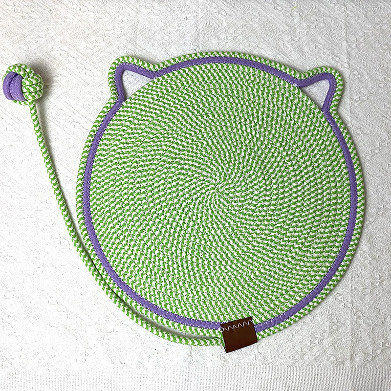 3 Pcs Green Durable Cat Scratching Mat with Attached Toy Ball - Washable and Multi-Functional, Ideal for Cats' Scratchin