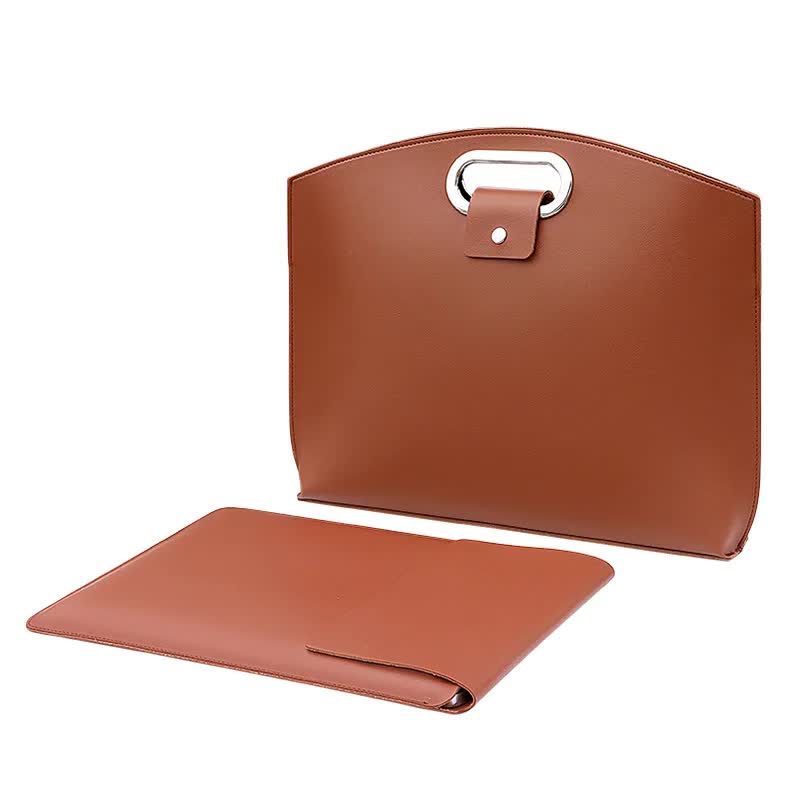 Brown Elegant PU Leather Laptop Handbag & Sleeve â€“ Protective and Stylish Laptop Case with Adjustable Strap for 15.6-i