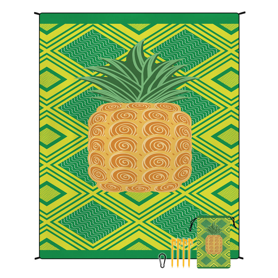 Style STD-001-2 Green And Yellow Quick Dry Beach Mat Sand Proof Waterproof Outdoor Picnic Blanket - Compact & Lightweigh