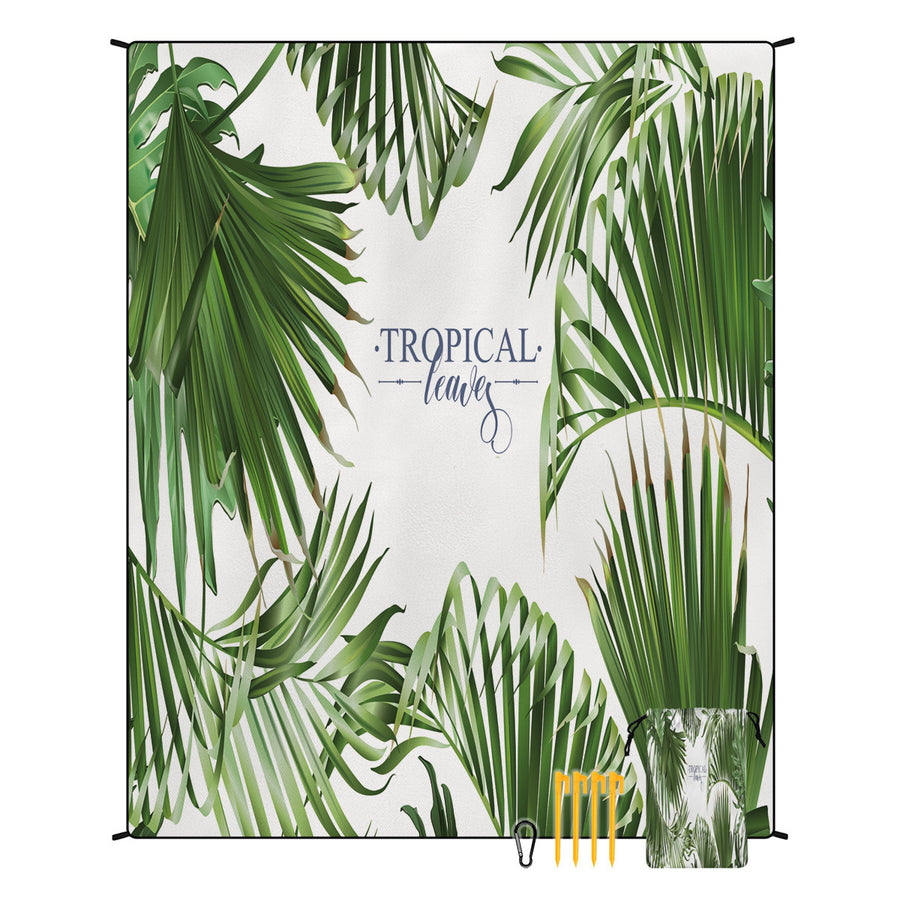 Style STD-001-13 Green And White Quick Dry Beach Mat Sand Proof Waterproof Outdoor Picnic Blanket - Compact & Lightweigh