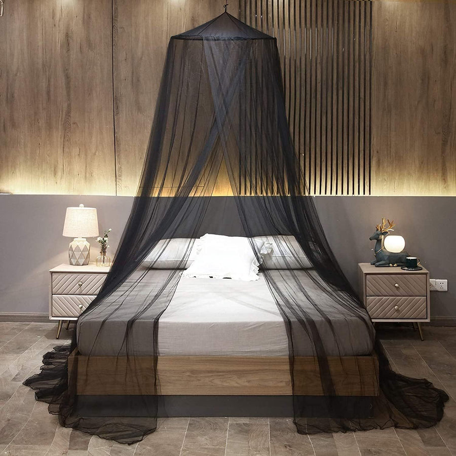 Black Hanging Princess Bed Canopy Mosquito Net - Dome Bedding for Dorm Rooms & Bedrooms (Fits â‰¤1.5m Beds)