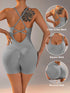 Size S Light Grey Nylon Seamless Yoga Bodysuit - Women&